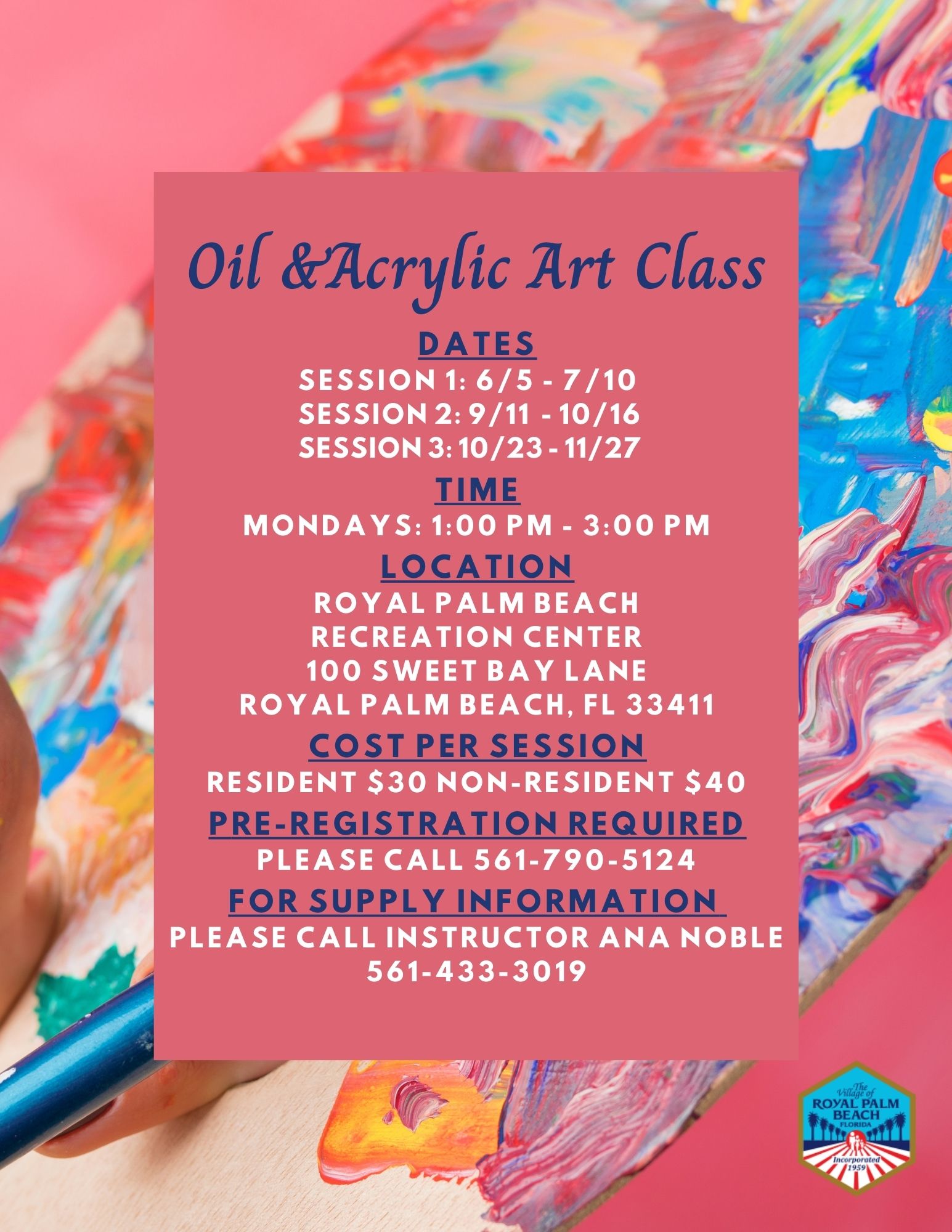 Oil & Acrylic Art Class | Village of Royal Palm Beach Florida